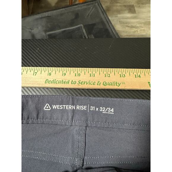 Western Rise At Pant Performance Chinos Navy Blue Size 31x32/34 - Picture 5 of 12